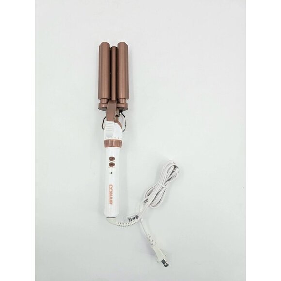 Conair Double Ceramic 3 Barrel Curling Iron Hair Waver White / Rose Gold - Picture 6 of 9
